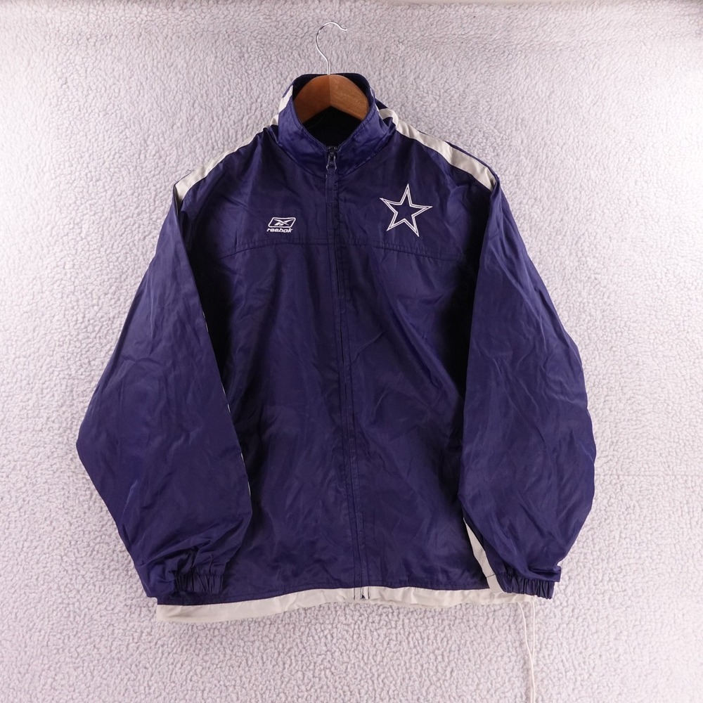 Vintage Reebok Dallas Cowboys Windbreaker Navy Blue White Full Zip Womens L